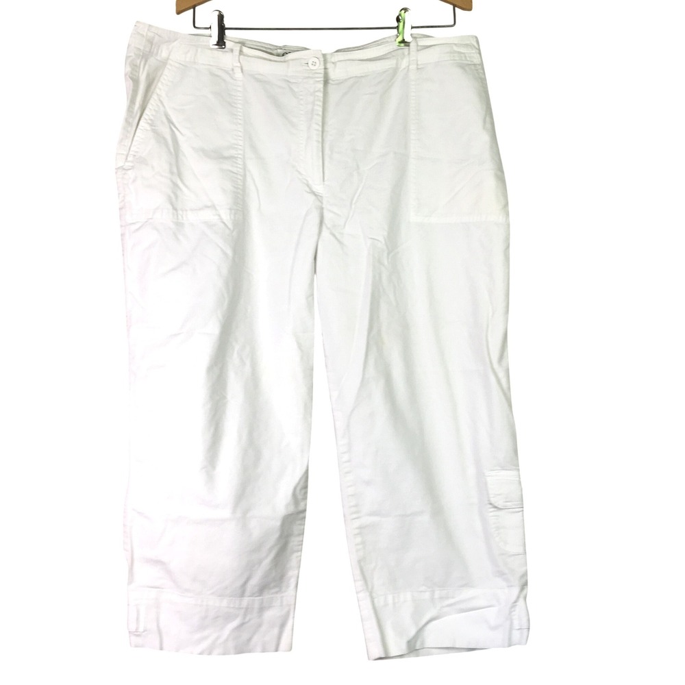 Orvis Stretch Cotton Cargo Capri Pants 16 White